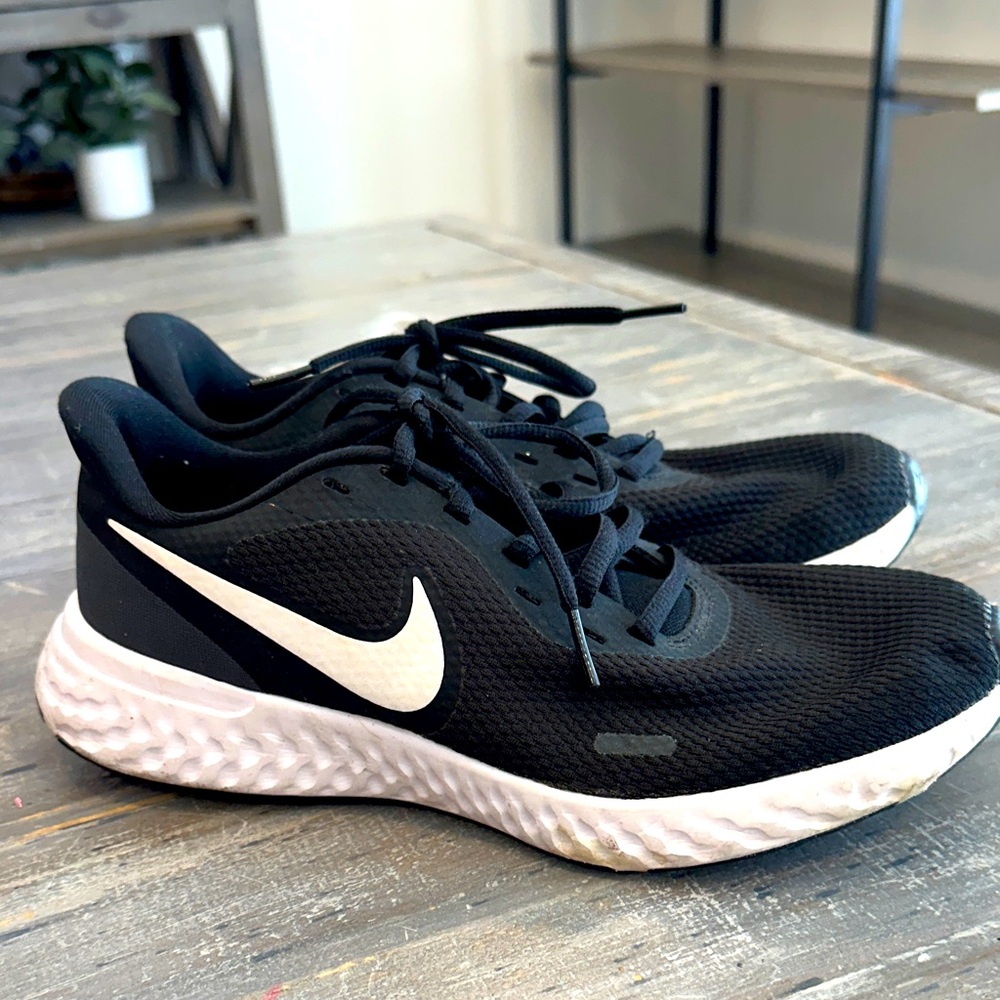 Nike Black Mesh Sneakers with White Swoosh